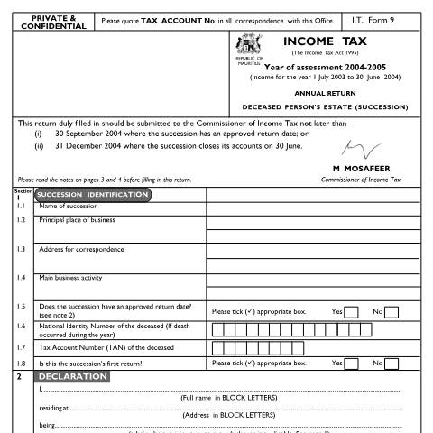 Document preview: 2004 / 2005 — Document, Mauritius (CERFA n°suc0405)