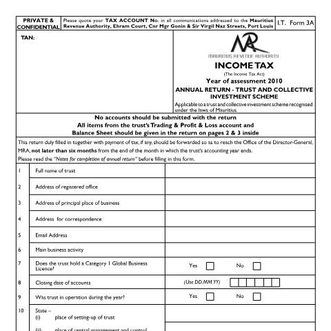 Document preview: 2010 — Form, Mauritius (CERFA n°ReturnTrust2010full)