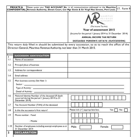 Document preview: 2015 — Document, Mauritius (CERFA n°FormSuccesssion020315)