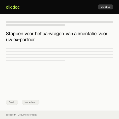 Documentvoorvertoning: Aanvraag alimentatie voor ex-partner — Gezin, Nederland