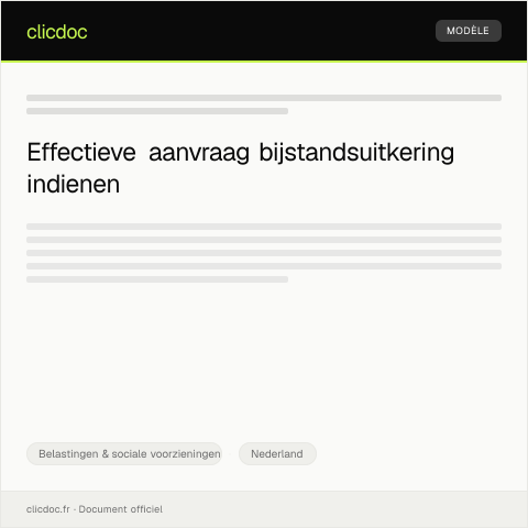 Documentvoorvertoning: Aanvraag bijstandsuitkering via Sociale Dienst gemeente — Belastingen & sociale voorzieningen, Nederland