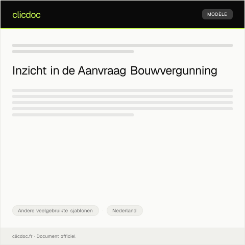 Documentvoorvertoning: Aanvraag bouwvergunning — Andere veelgebruikte sjablonen, Nederland