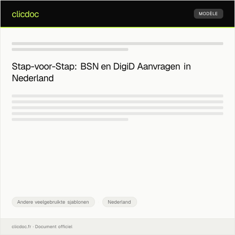 Documentvoorvertoning: Aanvraag BSN en DigiD — Andere veelgebruikte sjablonen, Nederland