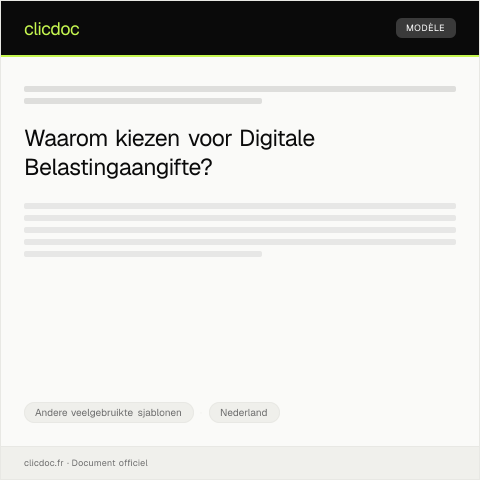 Documentvoorvertoning: Aanvraag voor digitale belastingaangifte — Andere veelgebruikte sjablonen, Nederland