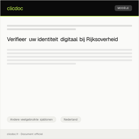 Documentvoorvertoning: Aanvraag voor digitale identiteitsverificatie — Andere veelgebruikte sjablonen, Nederland
