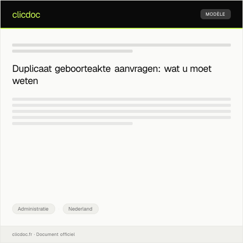 Documentvoorvertoning: Aanvraag duplicaat geboorteakte via gemeente — Administratie, Nederland