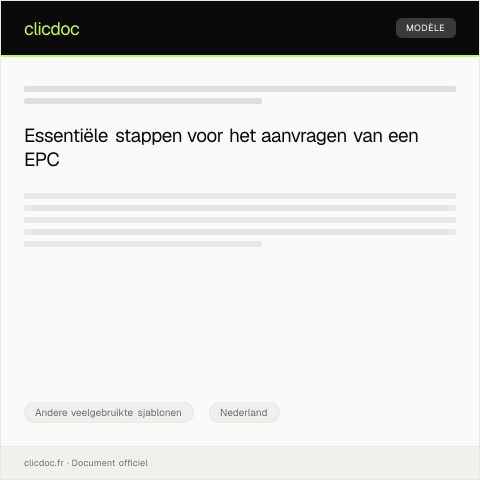 Documentvoorvertoning: Aanvraag voor energieprestatiecertificaat (EPC) — Andere veelgebruikte sjablonen, Nederland