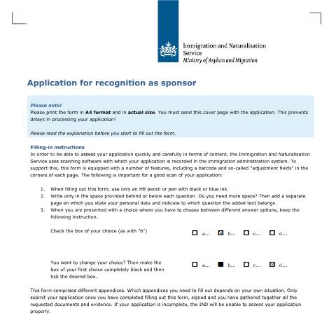 Documentvoorvertoning: Application for recognition as sponsor — IND — immigratie, Nederland (CERFA n°7501)