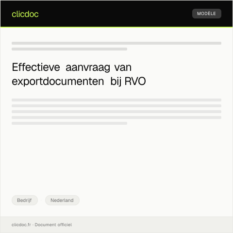 Documentvoorvertoning: Aanvraag exportdocumenten via RVO — Bedrijf, Nederland