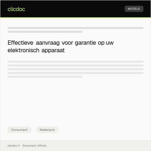 Documentvoorvertoning: Aanvraag garantie op elektronisch apparaat — Consument, Nederland