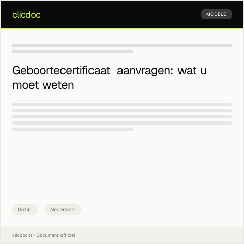 Documentvoorvertoning: Aanvraag geboortecertificaat bij gemeente — Gezin, Nederland