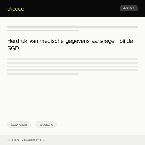 Documentvoorvertoning: Aanvraag herdruk van medische gegevens bij GGD — Gezondheid, Nederland
