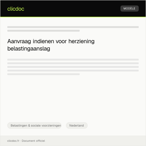 Documentvoorvertoning: Aanvraag herziening van belastingaanslag — Belastingen & sociale voorzieningen, Nederland
