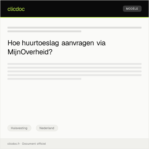 Documentvoorvertoning: Aanvraag huurtoeslag via MijnOverheid — Huisvesting, Nederland