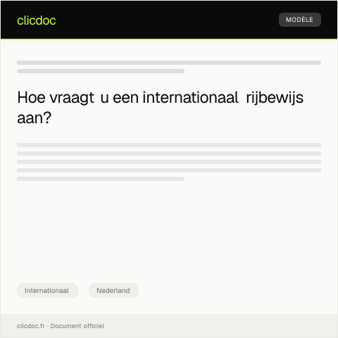 Documentvoorvertoning: Aanvraag internationaal rijbewijs — Internationaal, Nederland