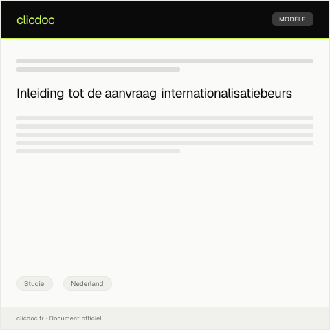 Documentvoorvertoning: Aanvraag internationalisatiebeurs — Studie, Nederland