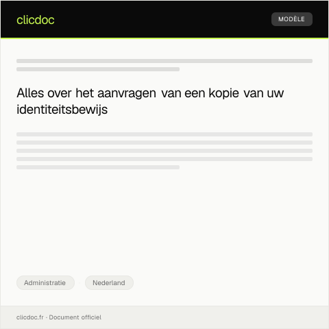 Documentvoorvertoning: Aanvraag kopie van identiteitsbewijs bij gemeente — Administratie, Nederland