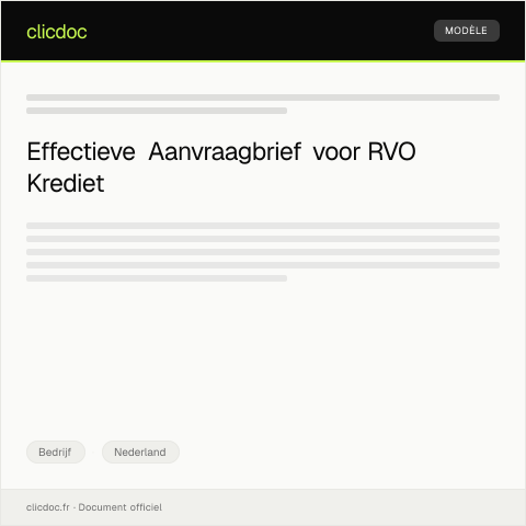 Documentvoorvertoning: Aanvraag krediet of financiering bij RVO — Bedrijf, Nederland