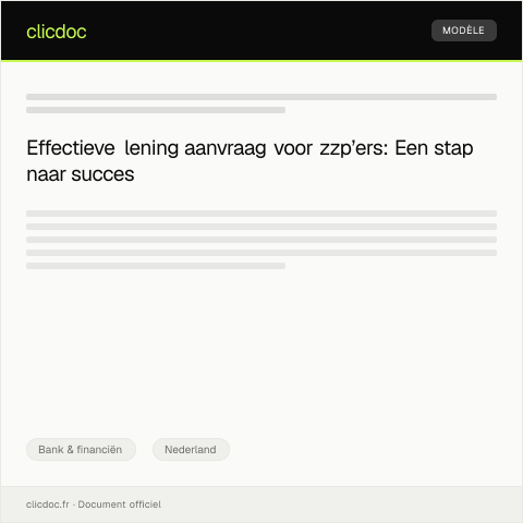 Documentvoorvertoning: Aanvraag lening voor zzp’er bij de bank — Bank & financiën, Nederland