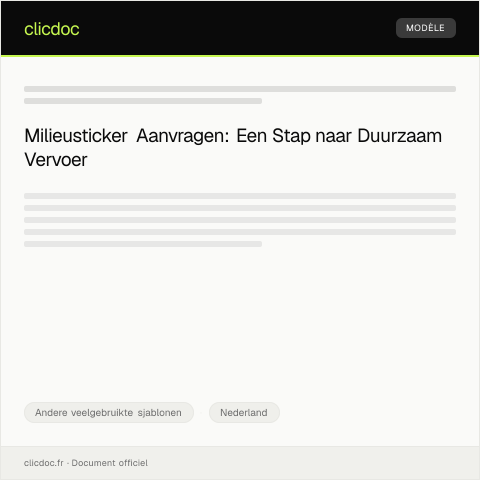 Documentvoorvertoning: Formulier voor aanvraag milieusticker — Andere veelgebruikte sjablonen, Nederland