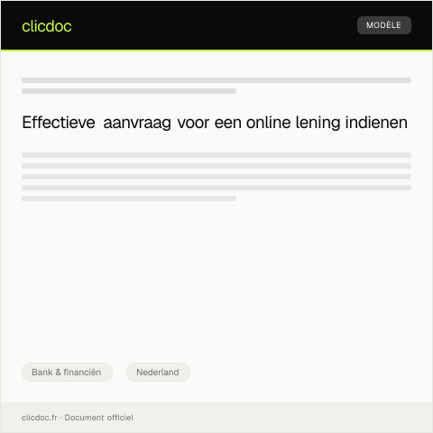 Documentvoorvertoning: Aanvraag online lening bij Nederlandse financiële instelling — Bank & financiën, Nederland