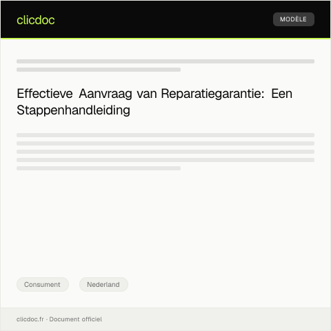 Documentvoorvertoning: Aanvraag reparatiegarantie bij fabrikant — Consument, Nederland