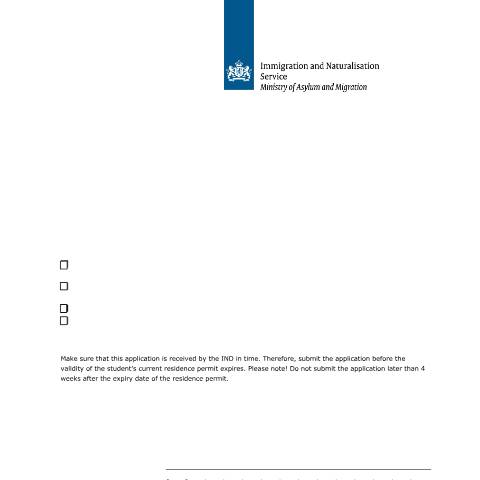 Documentvoorvertoning: Application for the purpose of residence 'study' (recognised sponsor) Higher education — IND — immigratie, Nederland (CERFA n°7504)