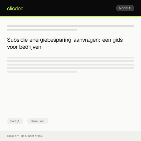 Documentvoorvertoning: Aanvraag subsidie energiebesparing — Bedrijf, Nederland