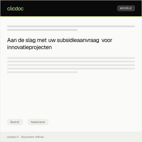 Documentvoorvertoning: Aanvraag subsidie voor innovatieprojecten — Bedrijf, Nederland