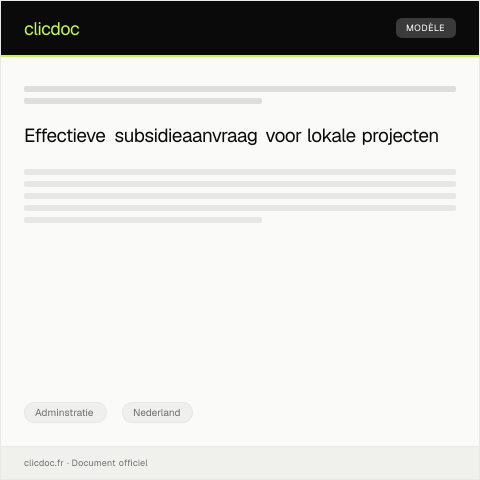 Documentvoorvertoning: Aanvraag subsidie voor lokale projecten — Adminstratie, Nederland