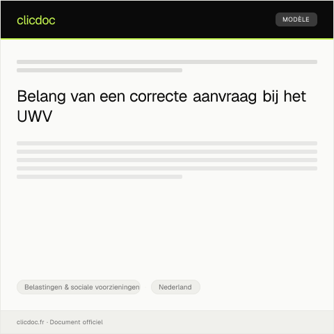 Documentvoorvertoning: Aanvraag voor een uitkering bij het UWV — Belastingen & sociale voorzieningen, Nederland