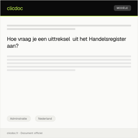 Documentvoorvertoning: Aanvraag voor het verkrijgen van een uittreksel uit het Handelsregister — Adminstratie, Nederland