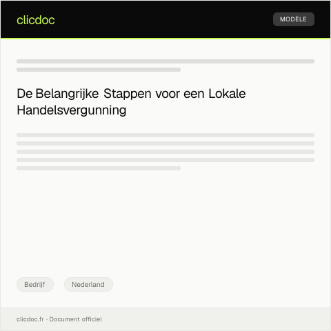 Documentvoorvertoning: Aanvraag vergunning voor lokale handel — Bedrijf, Nederland