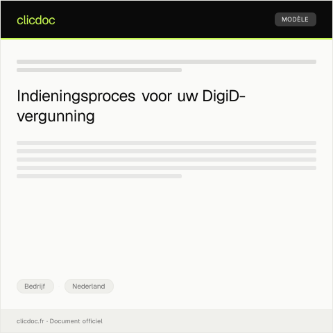 Documentvoorvertoning: Aanvraag vergunning voor handel via DigiD — Bedrijf, Nederland