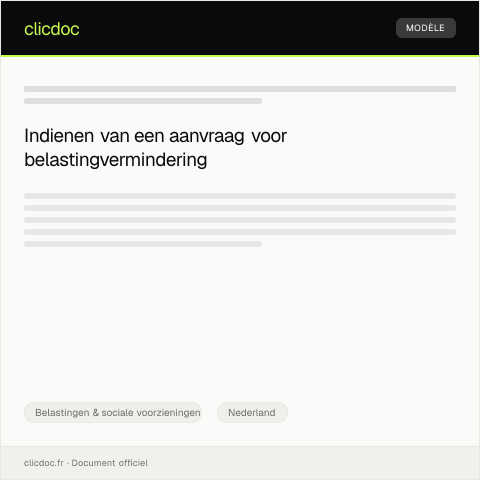 Documentvoorvertoning: Aanvraag vermindering van belastingaanslag — Belastingen & sociale voorzieningen, Nederland