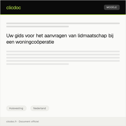 Documentvoorvertoning: Aanvraag voor woningcoöperatie lidmaatschap — Huisvesting, Nederland