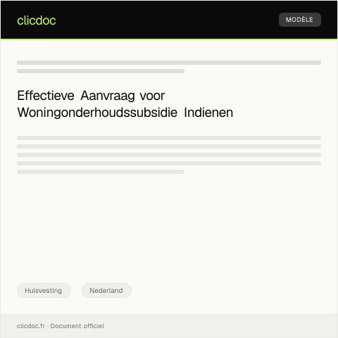 Documentvoorvertoning: Aanvraag voor woningonderhoudssubsidie — Huisvesting, Nederland