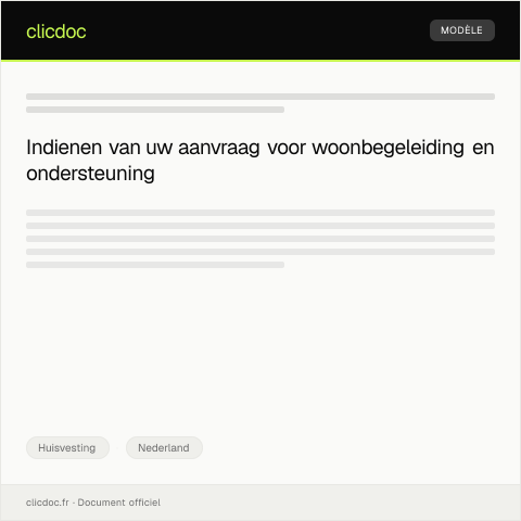 Documentvoorvertoning: Aanvraag voor woonbegeleiding en ondersteuning — Huisvesting, Nederland