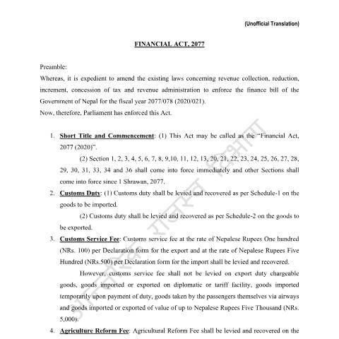 Document preview: आर्थिक ऐन २०७७ — tax_act, नेपाल (CERFA n°Finance Act 2077 5gochck)