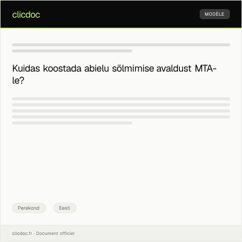 Document preview: Abielu sõlmimise avaldus kohaliku MTA kaudu — Perekond, Eesti
