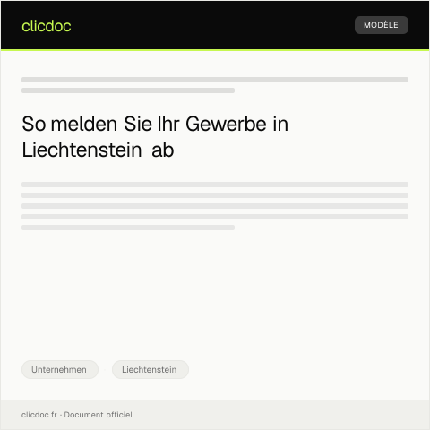 Dokumentvorschau: Abmeldung eines Gewerbes — Unternehmen, Liechtenstein