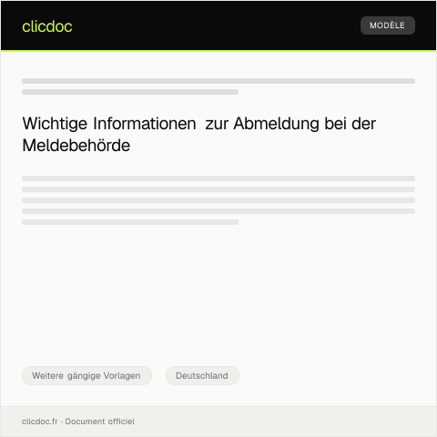 Dokumentvorschau: Abmeldung bei der Meldebehörde — Weitere gängige Vorlagen, Deutschland