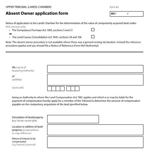 Document preview: Absent owner application form: Form T362 — HM Courts & Tribunals Service, United Kingdom