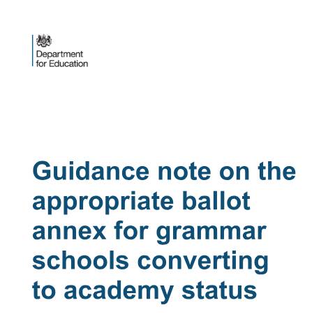 Document preview: Academy conversion: model ballot documents for grammar schools — Department for Education, United Kingdom