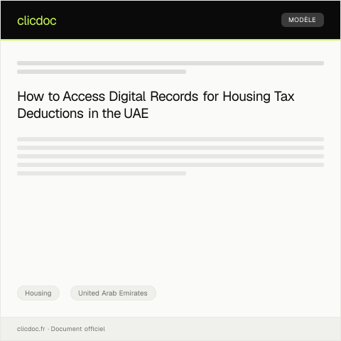 Document preview: Access Digital Records for Housing Tax Deduction / الوصول إلى السجلات الرقمية لخصم الضرائب السكنية — Housing, United Arab Emirates