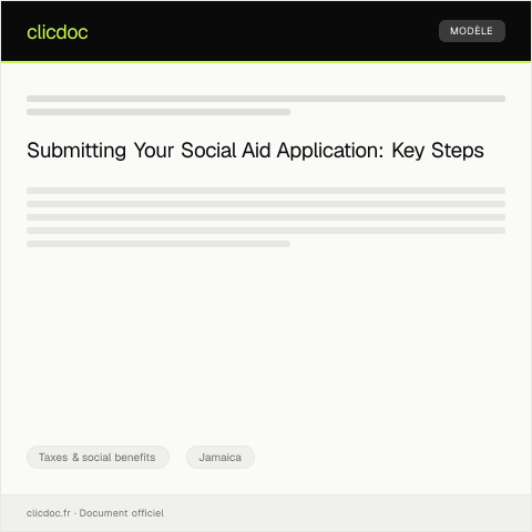 Document preview: Access e-services for social aid application submission — Taxes & social benefits, Jamaica