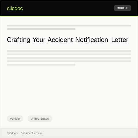 Document preview: Notification of Accident and Insurance Claim Filing — Vehicle, United States