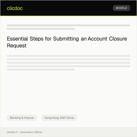 Document preview: Account Closure Request / 賬戶結束申請 — Banking & finance, Hong Kong SAR China