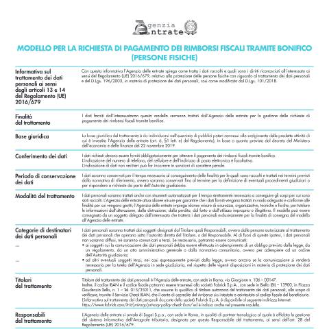 Anteprima documento Accredito rimborsi su conto corrente — Rimborsi, Italia