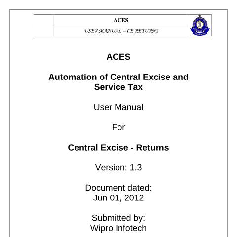 Document preview: ACES User Manual CE Returns Assessee V1.3 — gst, India (CERFA n°ACES-User_Manual_CE_Returns_Assessee-V1.3)